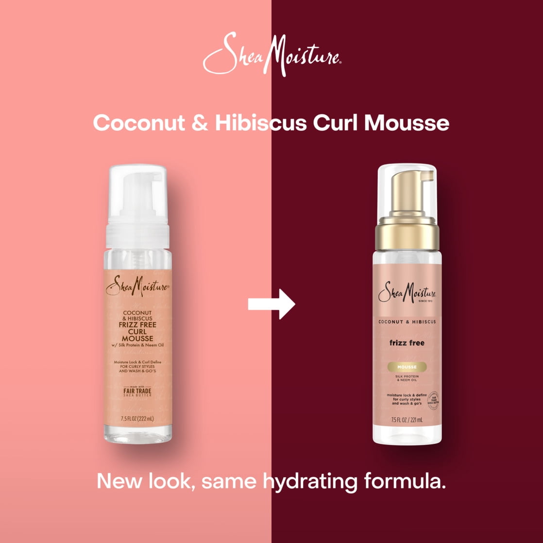 SheaMoisture Coconut & Hibiscus Curl Mousse for Curly & Textured Hair, Frizz‑Free, 7.5 oz
