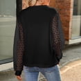 thumbnail image 4 of Suéter largo de mujer con cuello redondo calado y manga de encaje en color negro XL para otoño/invierno, 4 of 6