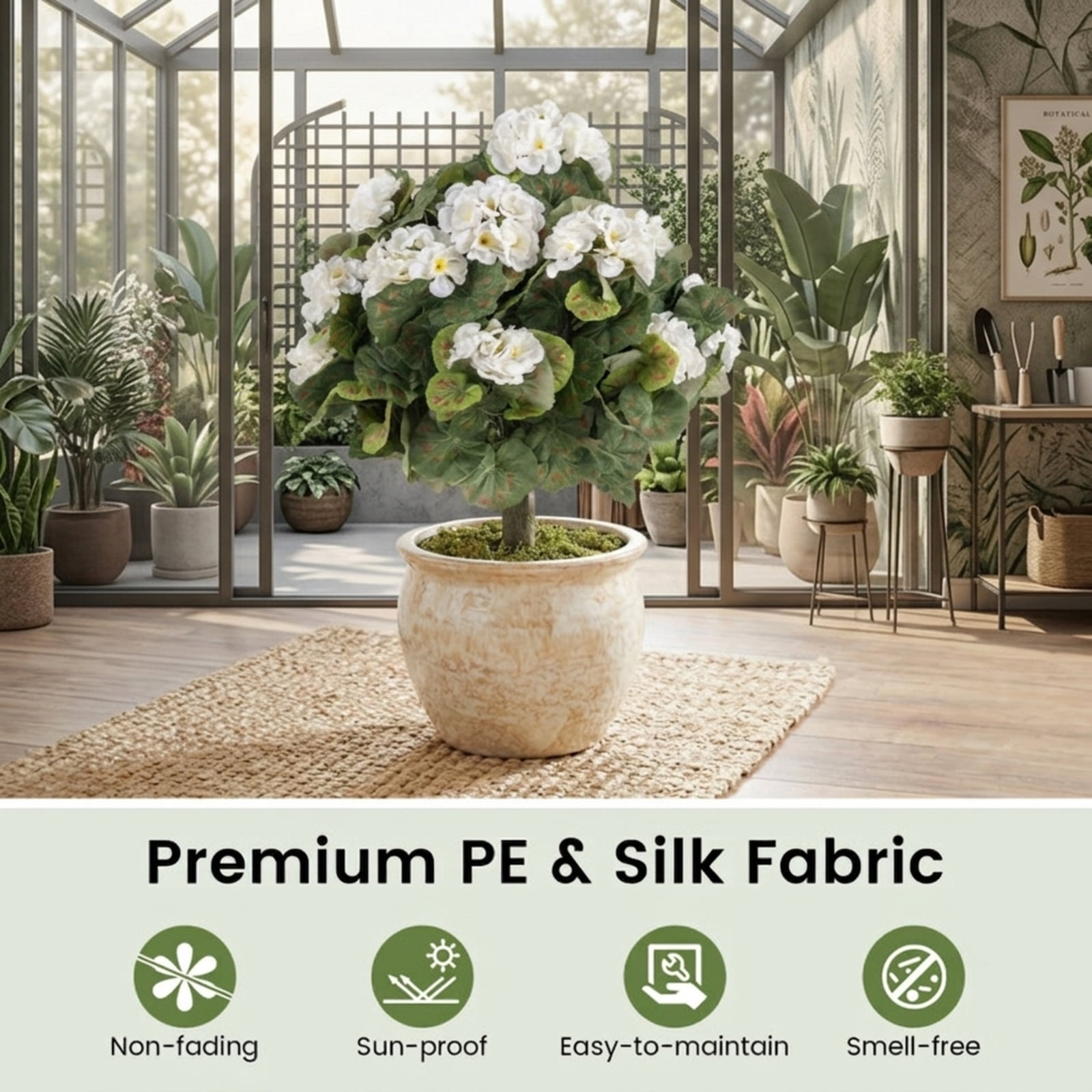 Vebreda Artificial Plant Decor, Artificial Begonia Ball Trees Set of 2 13 inch Fake Evergreen Shrubs with Ground Spikes, High-quality Materials