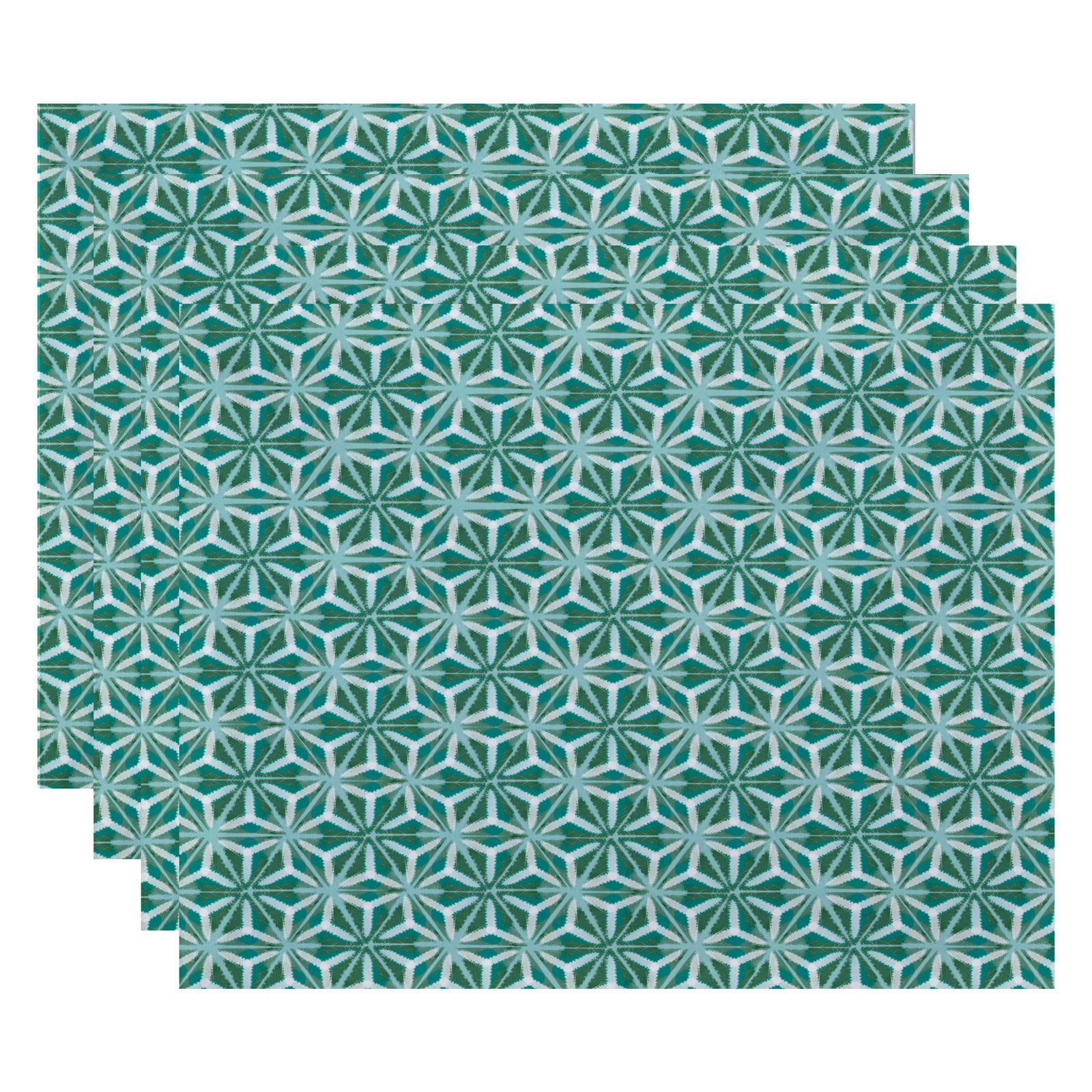 Simply Daisy 18" x 14" Water Mosaic Geometric Print Placemat, Set of 4