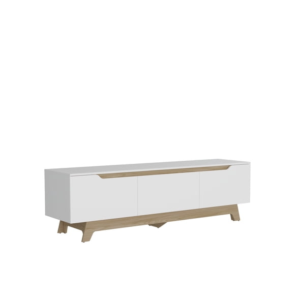 Mesa Para Tv Toulo Blanco y Fresno Virtual Muebles
