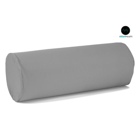 - Round Cervical Roll Bolster Pillow Cushion with Removable Washable Cover; Gray