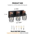 thumbnail image 6 of Miniyam 17.5 in. W 3 Lights Vanity Light Industrial Walnut Black Wall Sconce Black Cage Lighting Fixture for Bathroom Over Mirror, E26, No Bulbs Included, 6 of 8