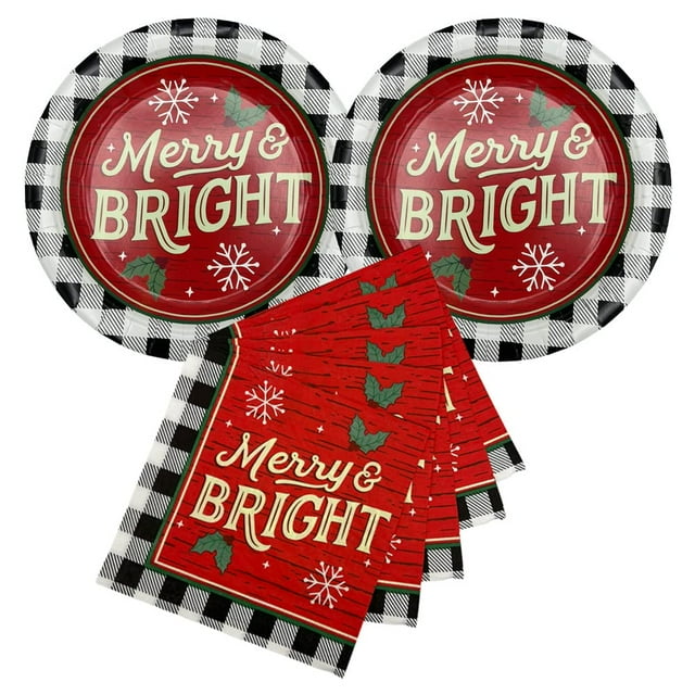 Christmas Disposable Dinnerware Paper Plates and Napkins Set for Your