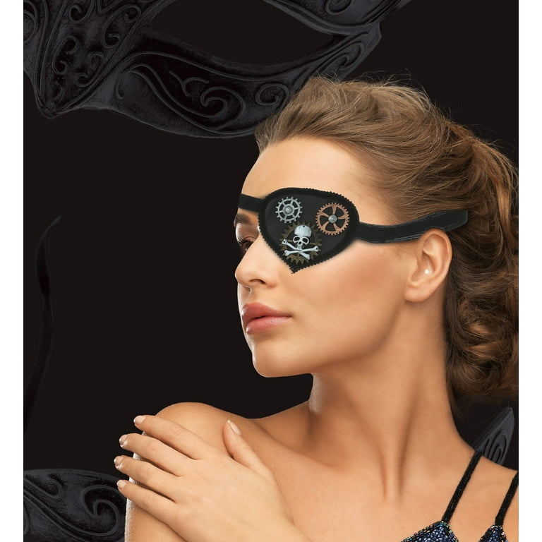 Attitude Studio Steampunk Pirate Eye Patch, Metallic Skull Attitude Studio Steampunk Pirate Eye Patch, Metallic Skull