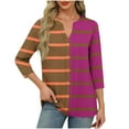 thumbnail image 2 of LiMoi Work Tops for Women Business Casual Summer 3/4 Length Sleeve Tops for Women Oversized Tops Striped Shirts Get it Fast, 2 of 6