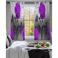 thumbnail image 3 of Purple Rose Sheer Curtains 39 Inch Length 2 Panels Set for Living Room/Bedroom, Raindrops Floral Butterfly Abstract Grey Art Kitchen Curtains Grommet Semi-Sheer Curtains Window Treatments 27.5"x39"x2, 3 of 7