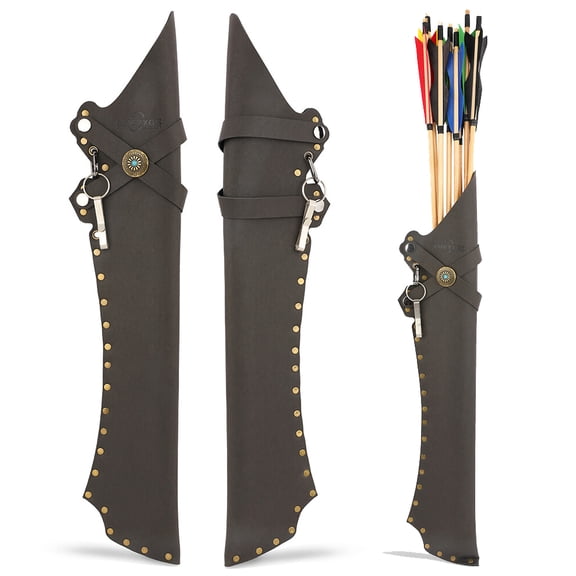 AMEYXGS Traditional Arrow Quiver Archery Hip Holder Bag Leather Waist Bow Hunting Target