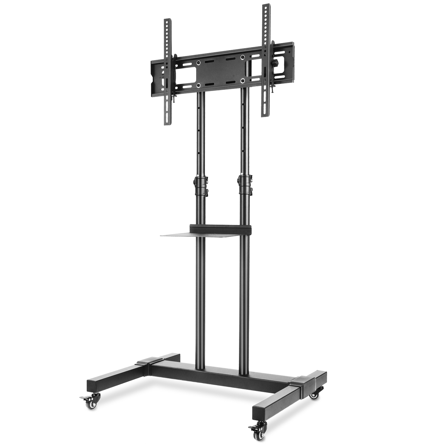 Rfiver Floor TV Stand with Mount TV Cart with Wheels for TVs up to 80