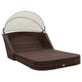 thumbnail image 3 of vidaXL Sun Lounger with Canopy Poly Rattan Brown, 3 of 4