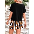 thumbnail image 3 of PRETTYGARDEN Women's Summer 2 Piece Outfits Lounge Sets Short Sleeve Tee Shirts Tops Blouses Pockets Printed Shorts Tracksuit, 3 of 10