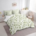 thumbnail image 3 of Homewish Flower Floral Women Bedding Comforter Set 7pcs, White Green Leaf Plant Queen Bedding Sets, Simple French Style Reversible Queen Sheet Sets, Ultra Soft Bedroom Decor, 3 of 7