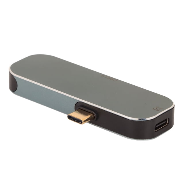 Puerto de carga PD Hub tipo C 5 en 1 Función de conexión en caliente Adaptador multipuerto USB C Hub de aleación de aluminio plateado para tableta