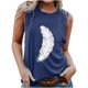 thumbnail image 1 of Camiseta sin mangas con estampado de plumas para mujer, blusa sin mangas gráfica divertida para playa de verano para niñas adultas Pompotops  lopia991140, 1 of 6