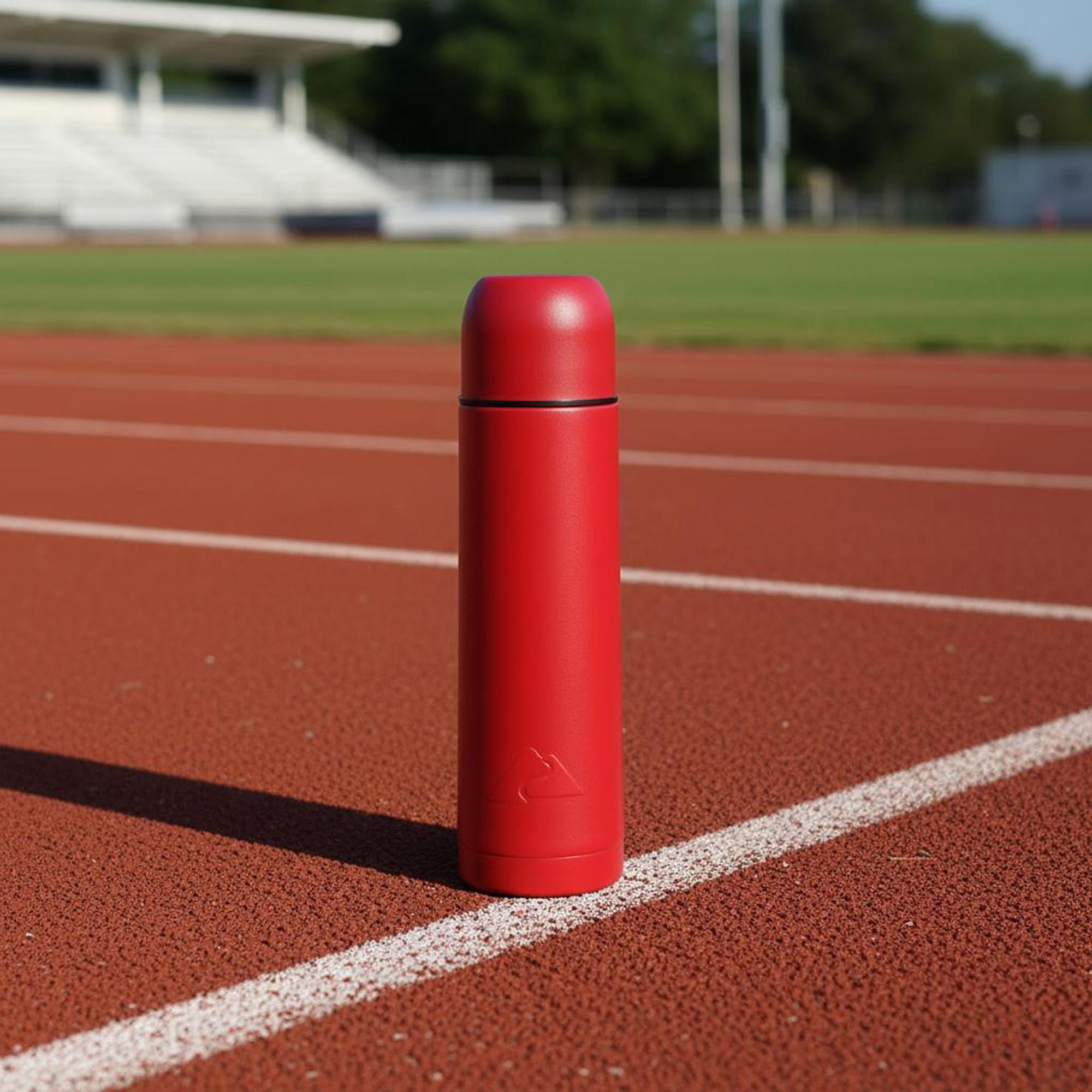Ozark Trail 18oz Vacuum Insulated Stainless Steel Double Wall Thermal Water Bottle with Cup, Red