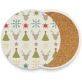 thumbnail image 5 of Coasters for Drinks Set of 2 Pieces Absorbent Ceramic Coasters with Cork Base, Christmas Vintage Background Coffee Coaster Great Gift for Table, Kitchen, Home Decor Cup Coasters, 5 of 5
