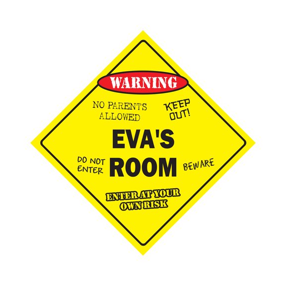 Eva's Room Sign Crossing Zone Xing | Indoor/Outdoor | 12" Tall kids bedroom decor door children's name boy girl