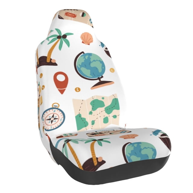 Wukai Travel1 Full Set Car Seat Covers with Soft Padding Universal Auto Front Seats Protector and Cushion Mat