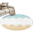 thumbnail image 2 of Teal Yellow Boho Round Area Rug 3.3 FT, Non Slip Small Entryway Kitchen Mat, Vintage Ethnic Tribe Abstract Art Washable Soft Circular Rug Non-Shedding Door Mat for Bathroom Playroom Kids Room, 2 of 9