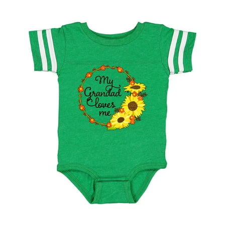 

Inktastic My Grandad Loves Me with Sunflower Wreath Gift Baby Boy or Baby Girl Bodysuit