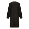 thumbnail image 4 of Fall Dresses for Women Long Sleeve Button Down Soild Color Knee Length Dress Tie Waist Casual Loose Midi Dress, 4 of 7