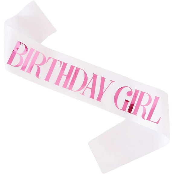 1 pcs Birthday Girl Sash, Pink Foil White Birthday Sash for Girl Sweet 16th 18th 20th 21st 30th Fun Birthday Party Gifts Favors Decorations