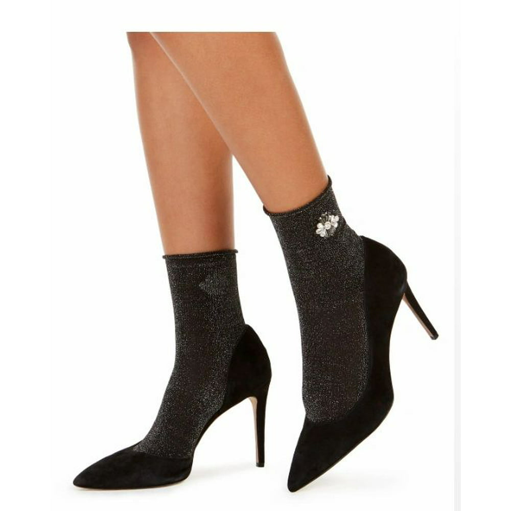INC - Inc Women's Embellished Metallic Anklet Socks (One Size, Black ...