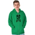 thumbnail image 3 of Irish Skull Crossbones St Pattys Day Zip Up Hoodie Men's Women's Brisco Brands 3X, 3 of 6