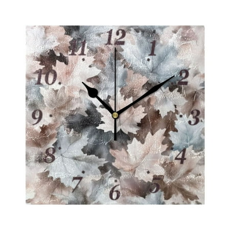 7.78in Maple Leaf Pattern Square Wall and Table Clock Dual Use Vintage Design in Black or Gold