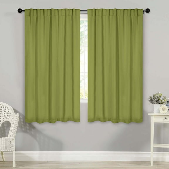 Superior Blackout Solid Light Filtering Back Tab Curtain Panel Set, 42"X 63", Sage