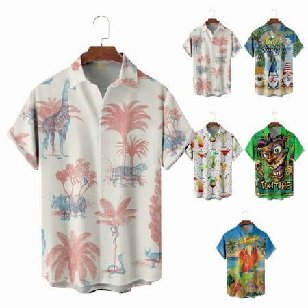 

Big & Tall Men Button Down Hawaiian Shirts Regular Fit Lightweight Clothing Apparel Plus Size