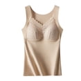 thumbnail image 2 of Elainilye Fashion Compression Shirt Women Winter Self-heating Lace Warm Undershirt Seamless Fleece Bottom Top Cold-proof Underwear Tops,Beige, 2 of 4