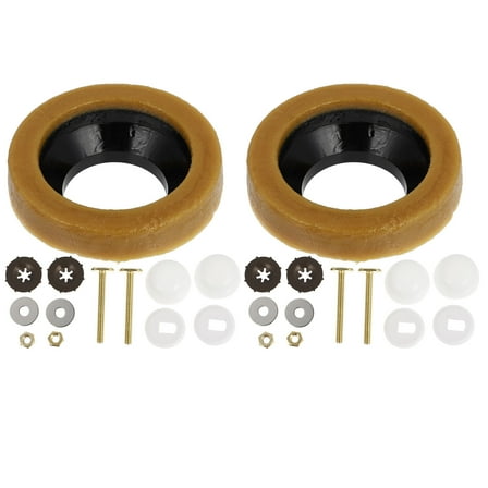 GAXIRE Toilet Seat Replacement Bolt and Wax Seal Rings Round Design for Toilet Repair 2Sets