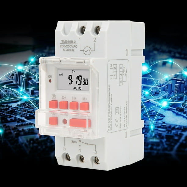 TM919B-2 Temporizadores digitales programables de 7 días con pantalla LCD de 200-250 V CA y 30 A