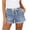 Blue-05, variant on Women's Elastic Waist Drawstring Denim Shorts Patch Pockets Rolled Cuff Summer Shorts for Everyday Wear