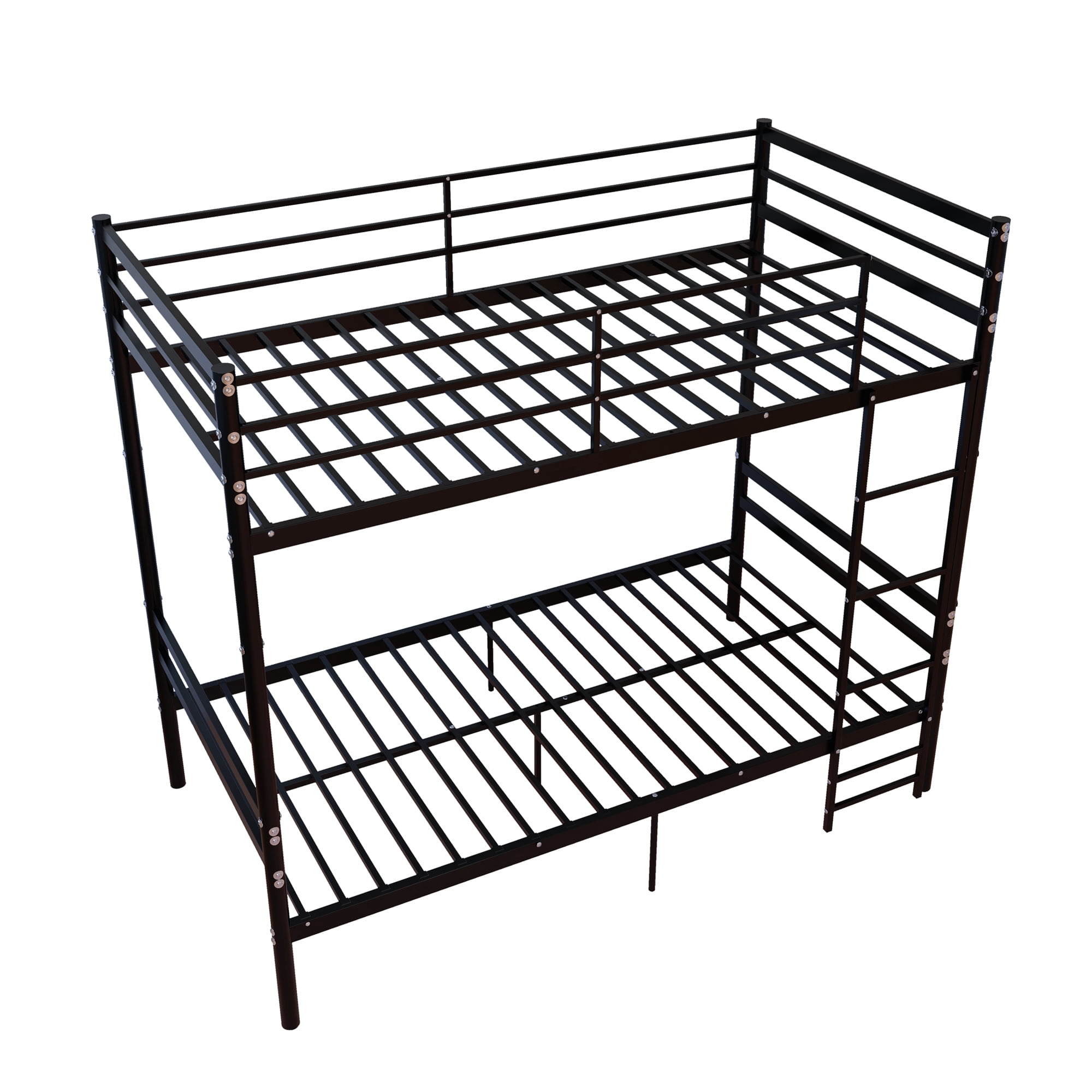 Leumius Twin Over Twin Metal Bunk Bed with 13.7 Inch High Safety Guardrail & Sturdy Ladder,Converts to 2 Beds,No Box Spring Needed,Black