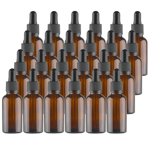 Kingrol Lot de 24 Bouteilles en Verre Ambré avec Compte-Gouttes en Verre, Bouteilles Compte-Gouttes de 1 oz pour Huiles Essentielles, Parfums, Aromathérapie