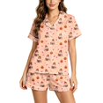 thumbnail image 3 of RMGVDSD Pajama Sets for Women 2 Piece Halloween Pumpkin Ghost Print Pajamas Short Sleeve Top and Shorts Sleepwear Nightwear Holiday Party Outfit, 3 of 6