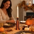 thumbnail image 5 of Thanksgiving Halloween Orange Black Striped Ceramic Candle Holder, Knotted Twisted Design Taper Candle Base, Glazed Tabletop Ornament for Dining Table Mantel Entryway Decor, 5 of 7