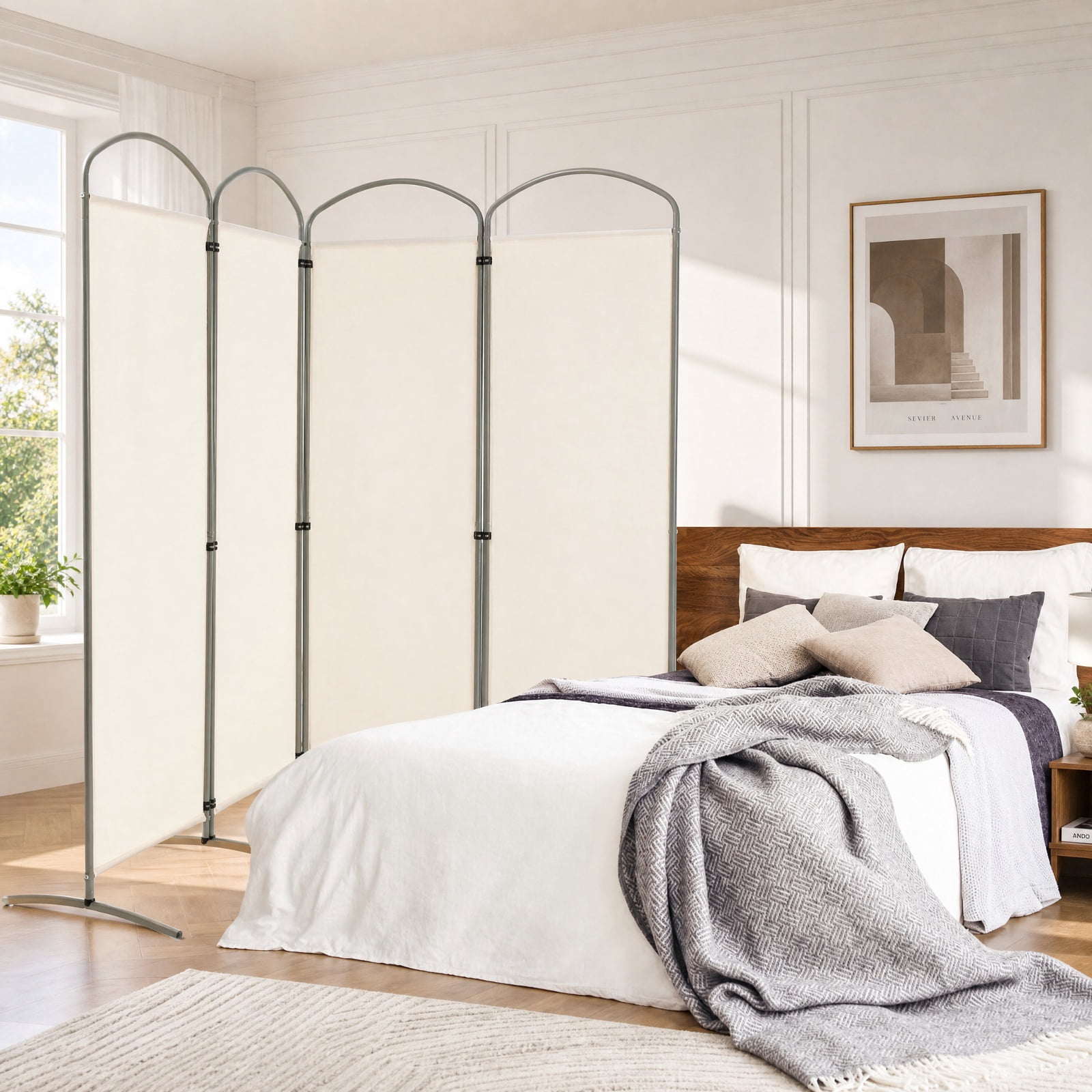 Vebreda 6.2Ft Folding 4-Panel Room Divider for Home Office Living Room, Durable Material, Flexible Design, folding privacy screen