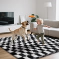 thumbnail image 4 of Checkered Area Rugs for Bedroom Living Room,6x9 Black and White Fluffy Soft Checkered Rug Fuzzy Shag Shaggy Carpet, Indoor Plush Floor Rugs for Kids Boys Girls Teen Dorm Nursery Home Decor, 4 of 16