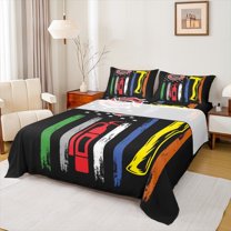 jejeloiu Abstract American Flag Full Size Sheets,Watercolor Graffiti Striped Bed Sheets,Fire Extinguisher Sheet Sets For Girl Boys,Ultra Soft Home Decor,4pcs