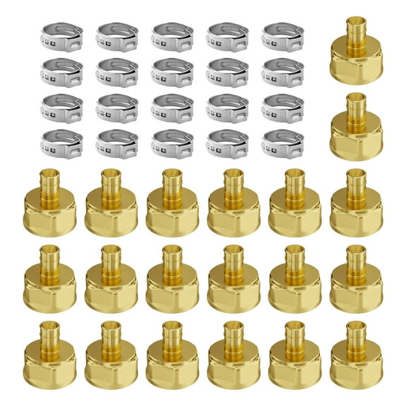 KFFKFF Pipe Accessories, 1/2" Set of 20 Brass Pipe Accessories, Clamp-design 1/2 NPT Inner Thread Pipe Link Brass Air Accessories, Robust Plumbing Accessories NPT Converter for Heating/Bath Systems
