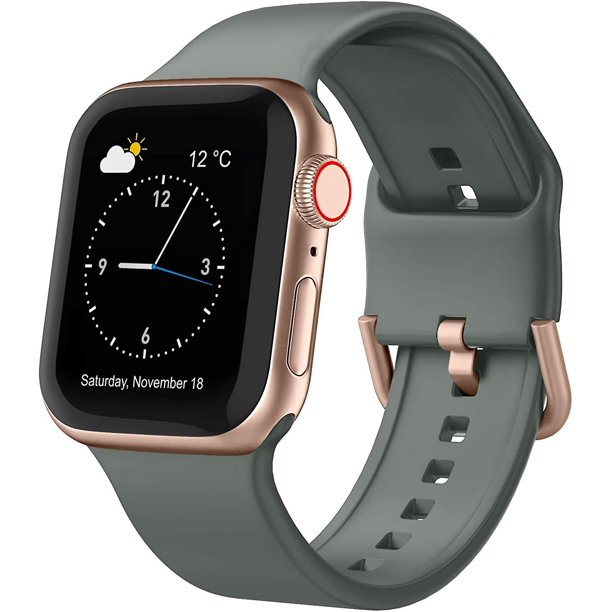 Compatible con correas de Apple Watch de 45 mm, 44 mm y 42 mm, correa de repuesto de pulseras deportivas de silicona suave con cierre clásico para Iwatch Series Se 7 6 5 4 3 2
