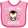 thumbnail image 3 of Inktastic I Love My Auntie with Cute Penguin and Hearts Girls Baby Bib, 3 of 4