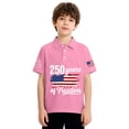 thumbnail image 5 of CCRFTGI 4th of July Pique Polo Shirts for Boys Girls Patriotic 250 Anniversary USA Flag Quick Dry School Uniform Shirts for Kids Summer Lapel Collar T Shirt Short Sleeve Shirt Pink 5-6 Years, 5 of 7