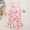 thumbnail image 4 of Staki Valentines Day Toddler Girl Outfit Toddler Girls Clothes Cute Print Overalls Casual Romper Bell Bottoms Suspender Jumpsuit 6-24M 2-4T(Pink,12-18 Months), 4 of 9