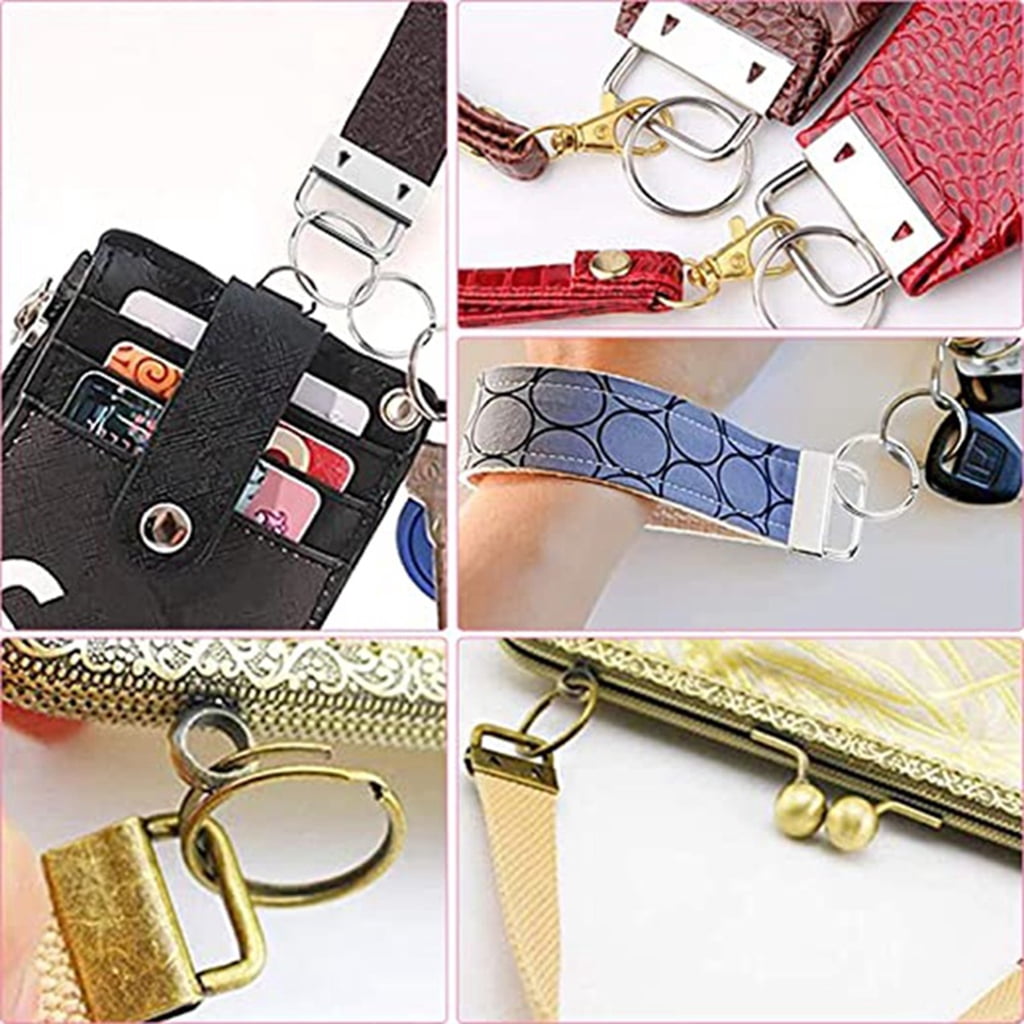 MOMOJIA 61 Pcs for Key Fob Hardware Set with Pliers Leather Tassels for Wristlet Clamp for Key Lanyard for Key Chain Making Supplies
