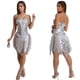 thumbnail image 3 of Minivestido PORRCEY para mujer, hombros descubiertos, lentejuelas brillantes, plateado, 3 of 5