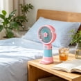 thumbnail image 3 of Cute Handheld Mini Fan Portable Rechargeable Small Fan with Floral Design, USB Charging, Built-in Stand, Ideal Gift for Summer Outdoor Use, 3 of 5